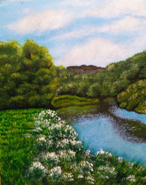 Painting titled "River" by Mitzi Lima, Original Artwork, Acrylic