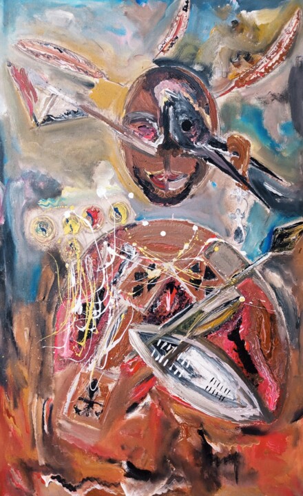 Painting titled "The Ladies KING ran…" by Topo Mposa Bw, Original Artwork, Acrylic