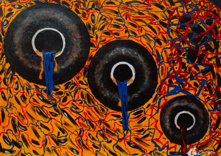Painting titled "The split of change" by Topo Mposa Bw, Original Artwork, Acrylic