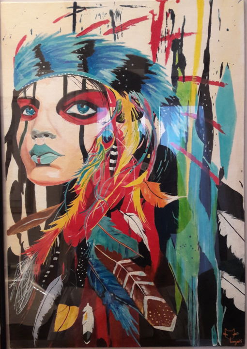 Peinture intitulée "Indian" par Tori Bensimon, Œuvre d'art originale, Acrylique