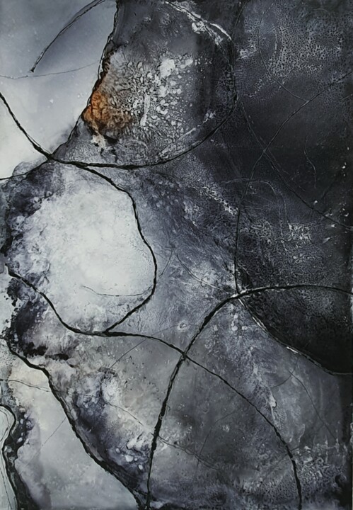 Картина под названием "Rock stone texture" - Tories Dor, Подлинное произведение искусства, Чернила