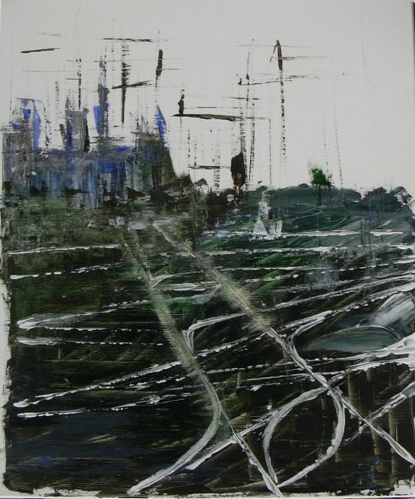 Painting titled "Rails" by Nathalie Torrents, Original Artwork