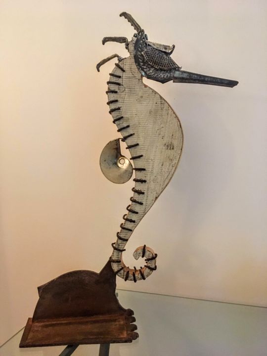 Sculpture titled "Cheval de mer" by Toros Bleus, Original Artwork, Wood