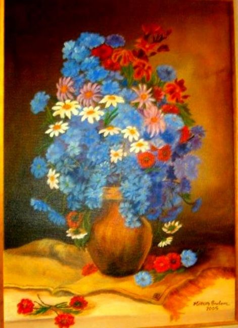 "Mavi Çiçekler" başlıklı Tablo Hatun Erdem tarafından, Orijinal sanat