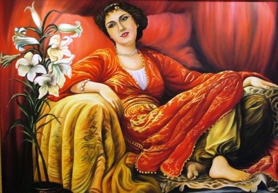 Painting titled "Saraylı Güzel" by Hatun Erdem, Original Artwork