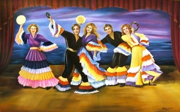 Painting titled "Dansçılar." by Hatun Erdem, Original Artwork
