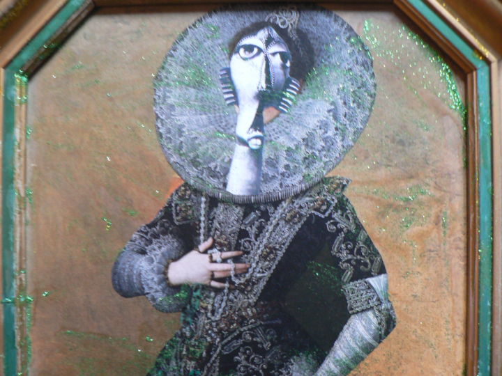 Collagen mit dem Titel "cher marquis" von Toross, Original-Kunstwerk, Collagen Auf Karton montiert