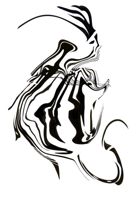 Arts numériques intitulée "Masque noir et blanc" par Michèle Tortissier, Œuvre d'art originale, Peinture numérique