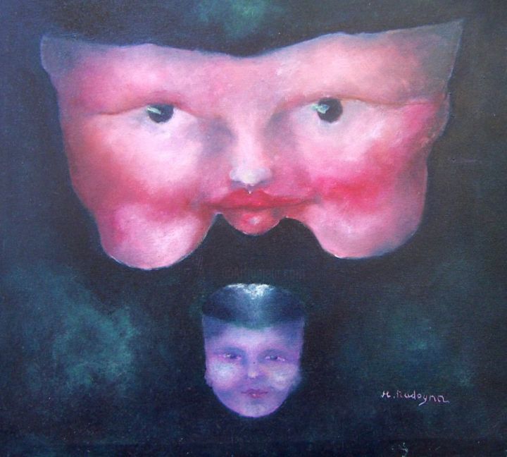 Pittura intitolato "maschera infinita.j…" da Michela Radogna, Opera d'arte originale