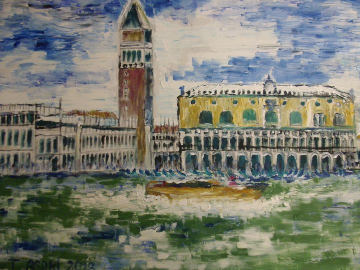 Painting titled "Venise 2" by Toshio Asaki, Original Artwork, Oil