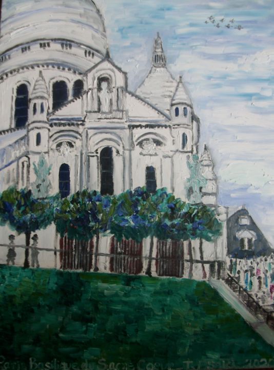 Peinture intitulée "Paris Basilique du…" par Toshio Asaki, Œuvre d'art originale, Huile