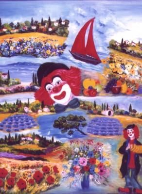 Peinture intitulée "Rêve de clown" par Arlette Tosi-Brault, Œuvre d'art originale, Huile
