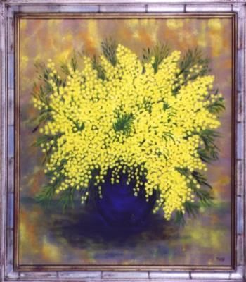 Peinture intitulée "mimosa" par Arlette Tosi-Brault, Œuvre d'art originale, Huile