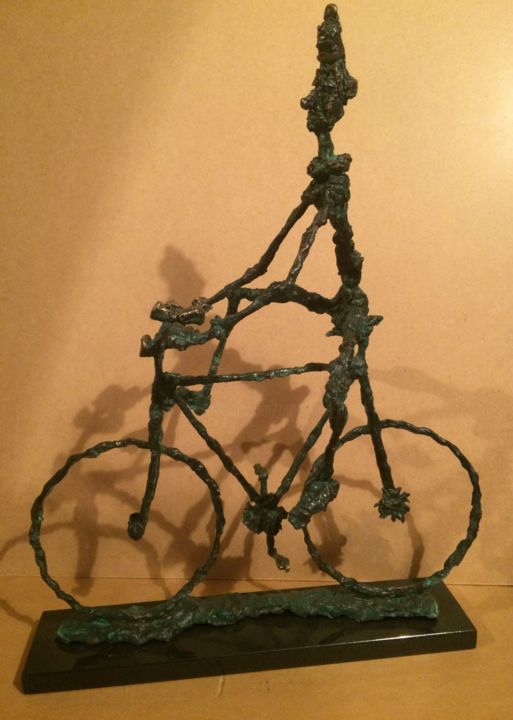Sculpture titled "Bicycle clown 1." by Erno Toth, Original Artwork, Bronze