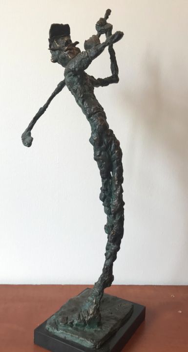 Sculpture titled "Golfer" by Erno Toth, Original Artwork, Bronze