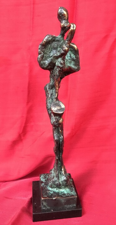 Sculpture titled "Jazz saxophonist" by Erno Toth, Original Artwork, Bronze