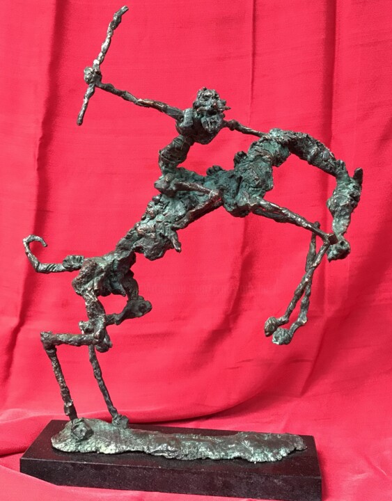 Sculpture intitulée "Equestrian warrior" par Erno Toth, Œuvre d'art originale, Bronze