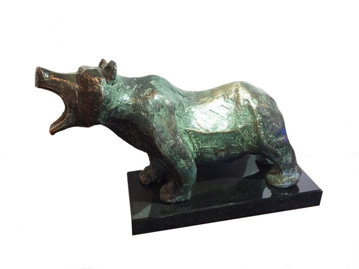 雕塑 标题为“Grizzly bear” 由Kristof Toth, 原创艺术品, 青铜