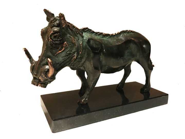 Escultura intitulada "Wild boar" por Kristof Toth, Obras de arte originais, Bronze