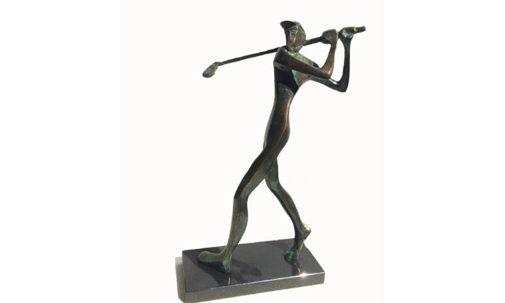 Sculpture titled "Golfer" by Kristof Toth, Original Artwork, Bronze