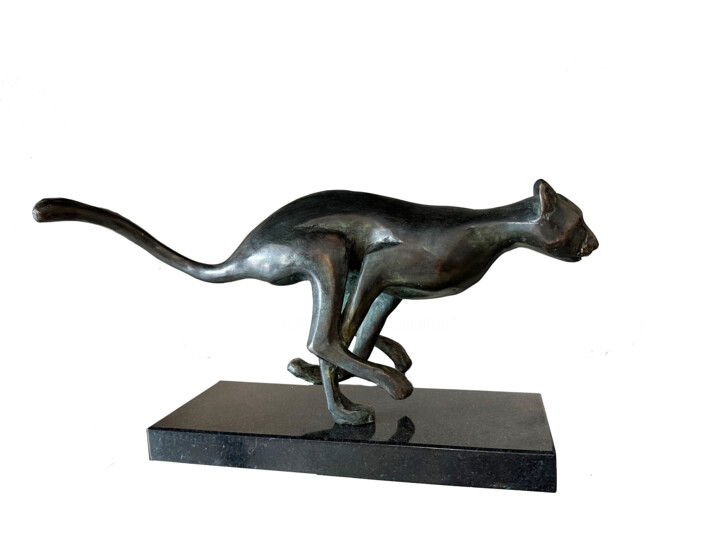Skulptur mit dem Titel "Cheetah" von Kristof Toth, Original-Kunstwerk, Bronze