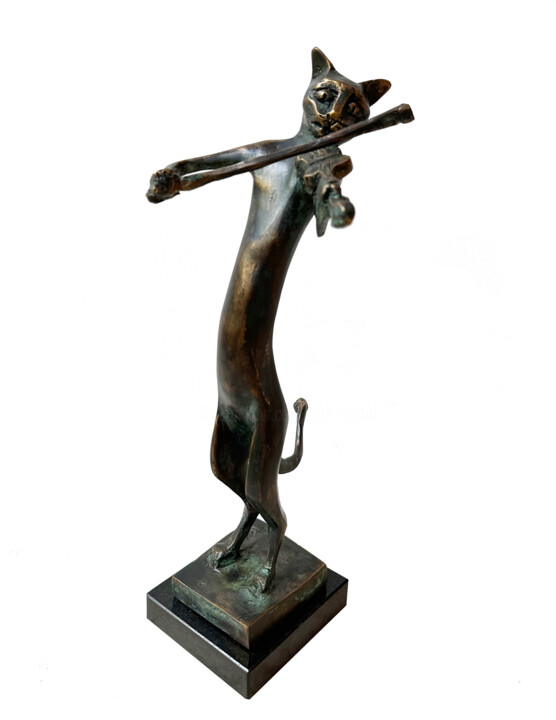 Sculpture titled "Cat song" by Kristof Toth, Original Artwork, Bronze