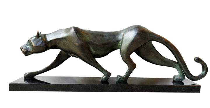 Skulptur mit dem Titel "Jaguar" von Kristof Toth, Original-Kunstwerk, Bronze