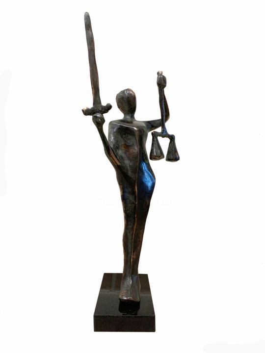 Sculpture titled "Justitia" by Kristof Toth, Original Art, Bronze