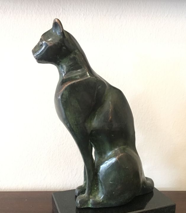 Sculpture titled "Cat" by Kristof Toth, Original Artwork, Bronze