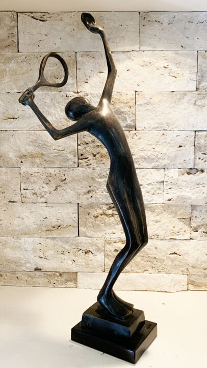 Sculpture intitulée "Tennis player" par Kristof Toth, Œuvre d'art originale, Bronze