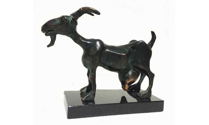 Sculpture titled "Goat" by Kristof Toth, Original Artwork, Bronze