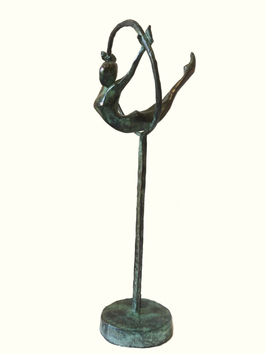 YB275 Prunkvolle Farbige Art Deco Bronze-Skulptur Tänzerin ca 21 x 31 x 10 cm 