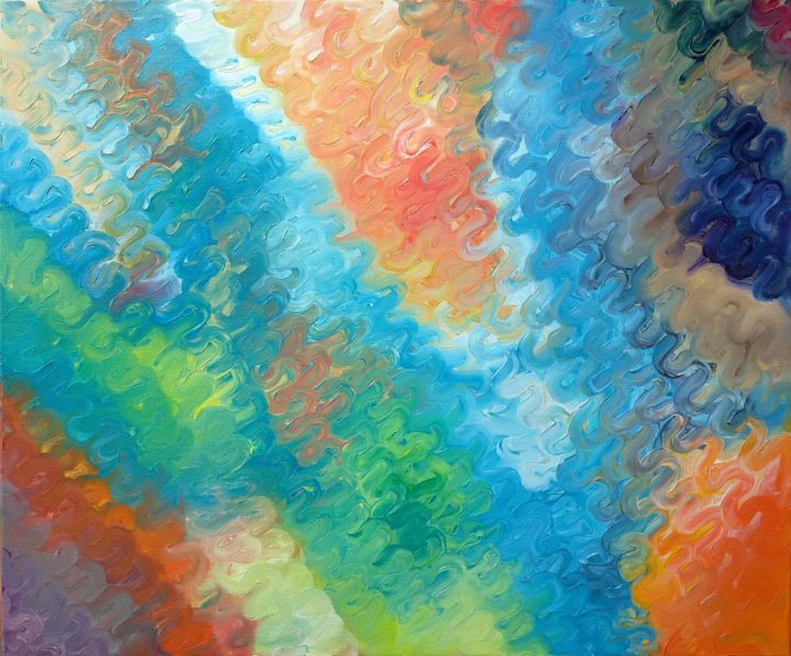 Painting titled "Waves" by Monika Toth, Original Art, Oil