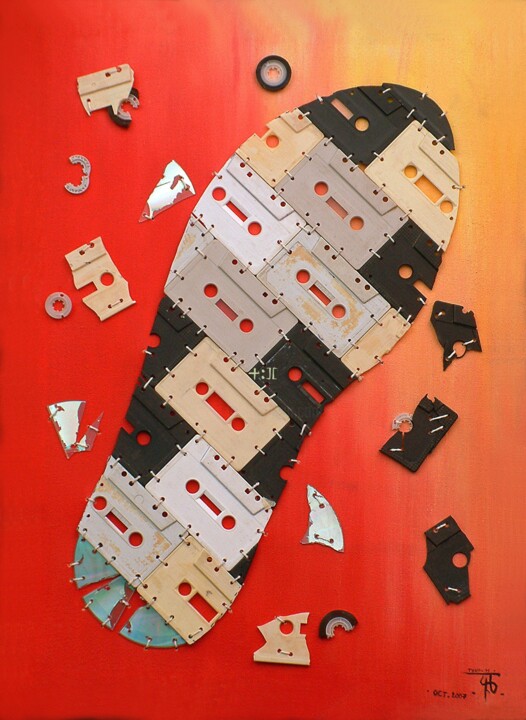 Painting titled "La blessure des maî…" by Toufik Hadibi, Original Artwork, Lacquer Mounted on Wood Stretcher frame