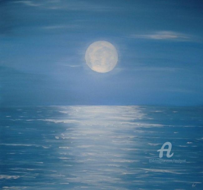 Peinture intitulée "pleine lune sur la…" par Serge Toulgoat, Œuvre d'art originale