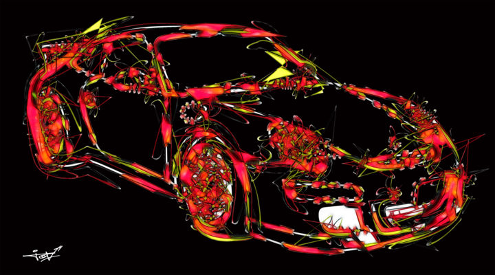 Arts numériques intitulée "Porsche Galactique" par Tov, Œuvre d'art originale, Peinture numérique