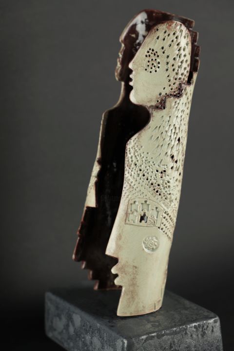 Sculpture titled "Step-by-step couple" by Katalin Tovolgyi, Original Art, Ceramics