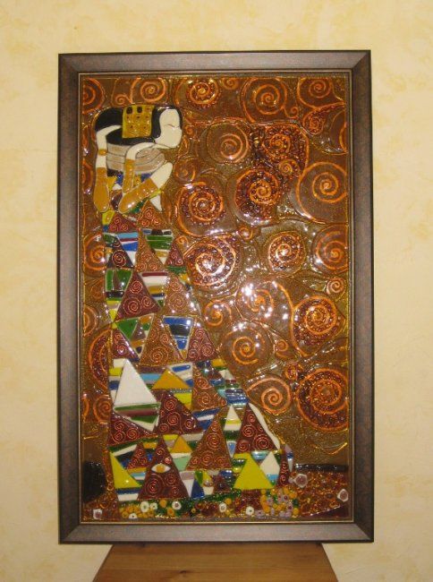 Collagen mit dem Titel "По мотивам Густава…" von Glasspresent, Original-Kunstwerk