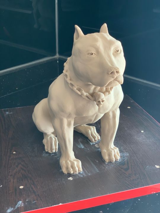 Sculpture titled "Pitbull-sold-satıldı" by Emrah Yıldırım Instagram: Emrahxtoxic, Original Artwork, Ceramics
