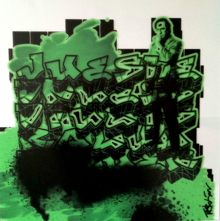 Painting titled "GREEN MIND" by Toyboy, Original Artwork, Spray paint