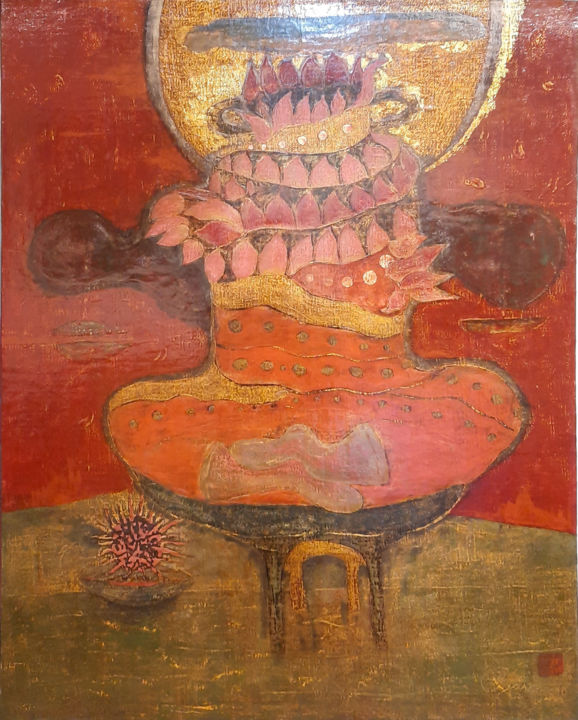 Painting titled "Silence reminiscence" by Trần Dân, Original Artwork, Lacquer