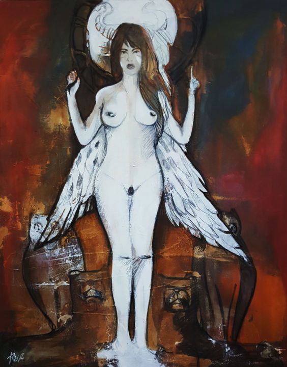 Peinture intitulée "Lilith" par Cesar Aguilar (Raçe), Œuvre d'art originale