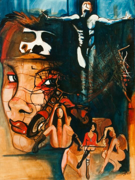 Painting titled "Road To Minnessota" by Cesar Aguilar (Raçe), Original Artwork, Oil