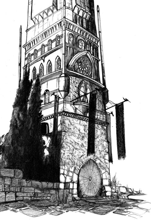 Disegno intitolato "Sorcerer Tower" da Cesar Aguilar (Raçe), Opera d'arte originale, Matita
