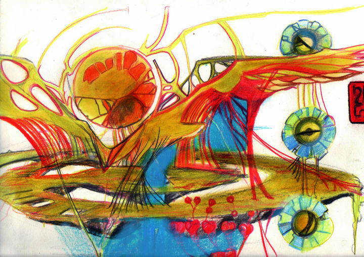 Dessin intitulée "another worlds" par Cesar Aguilar (Raçe), Œuvre d'art originale, Crayon