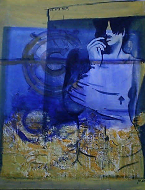 Painting titled "crsis" by Cesar Aguilar (Raçe), Original Artwork, Acrylic
