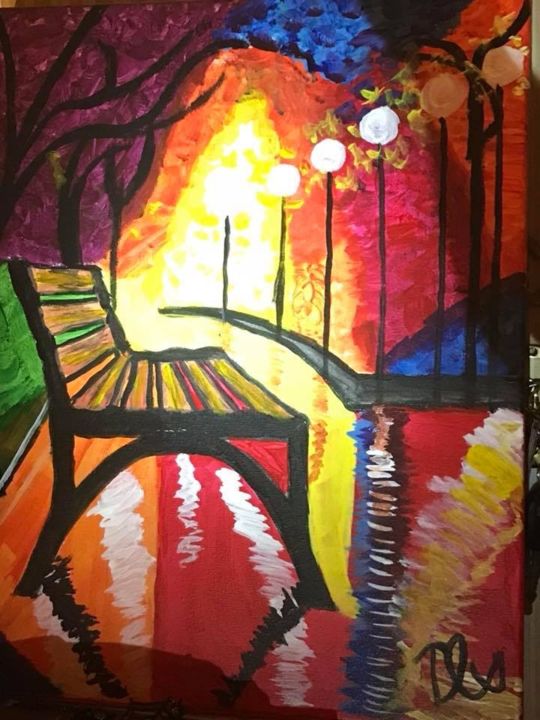 Painting titled "Fall In The Park.jp…" by Tracie Lauren, Original Artwork, Acrylic