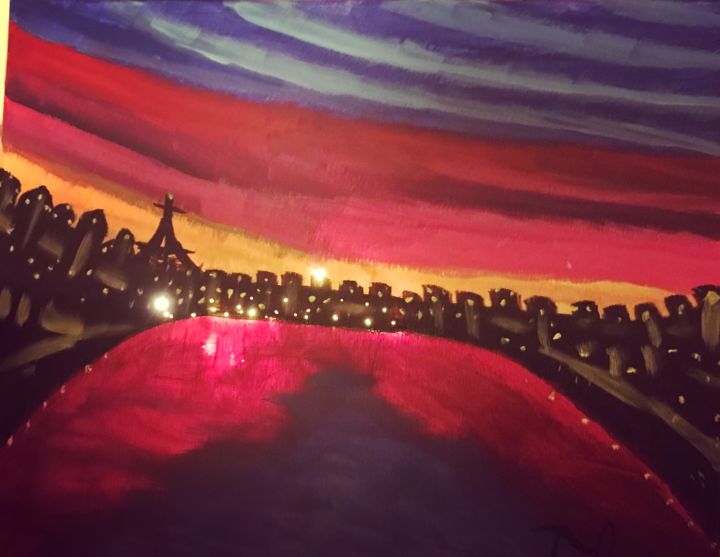 Painting titled "City Of Lights.jpeg" by Tracie Lauren, Original Artwork, Acrylic