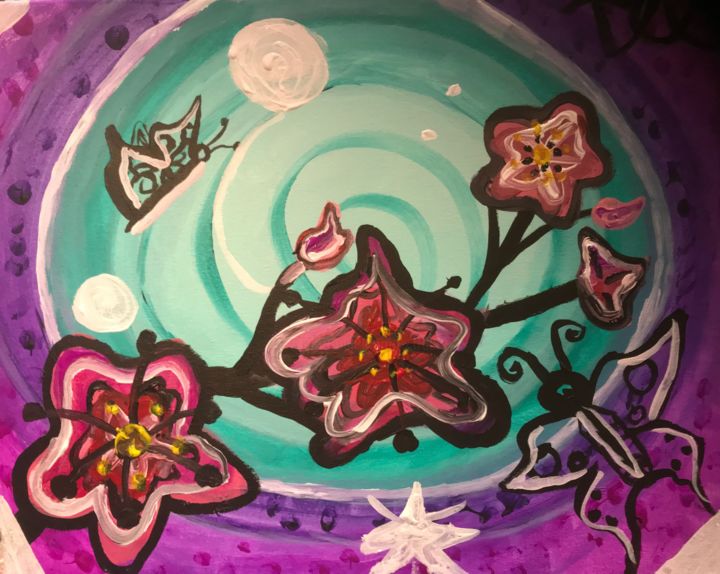 Painting titled "Butterfly Delight.j…" by Tracie Lauren, Original Artwork, Acrylic