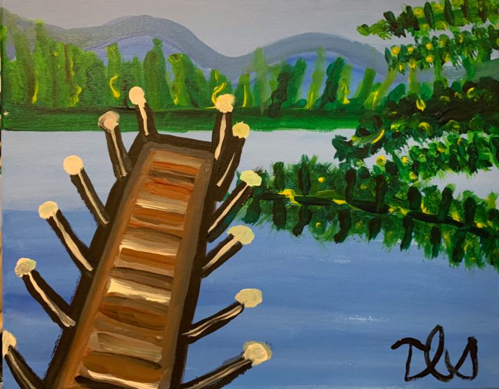 Painting titled "The Dock.jpeg" by Tracie Lauren, Original Artwork, Acrylic